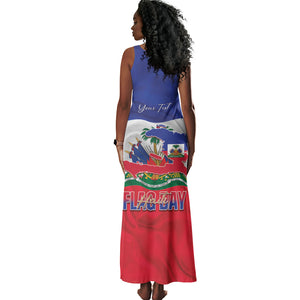 Personalized Haiti Flag Day Tank Maxi Dress Haitian Women Proud Flag Wave Style