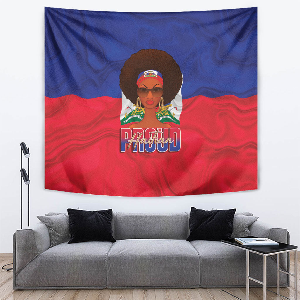 Haiti Flag Day Tapestry Haitian Women Proud Flag Wave Style