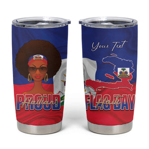Personalized Haiti Flag Day Tumbler Cup Haitian Women Proud Flag Wave Style