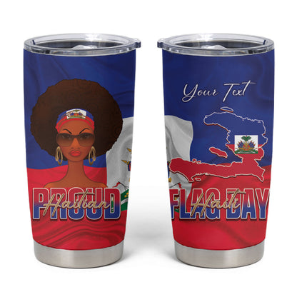 Personalized Haiti Flag Day Tumbler Cup Haitian Women Proud Flag Wave Style
