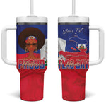 Personalized Haiti Flag Day Tumbler With Handle Haitian Women Proud Flag Wave Style
