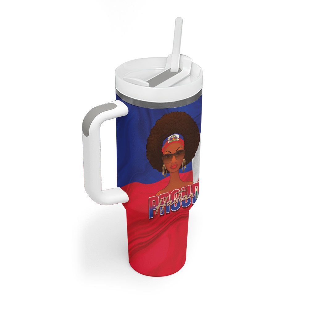 Personalized Haiti Flag Day Tumbler With Handle Haitian Women Proud Flag Wave Style