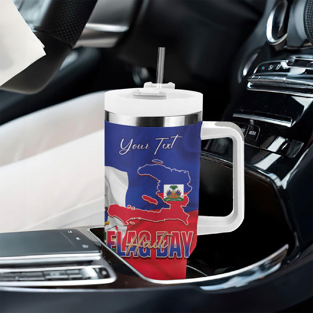 Personalized Haiti Flag Day Tumbler With Handle Haitian Women Proud Flag Wave Style