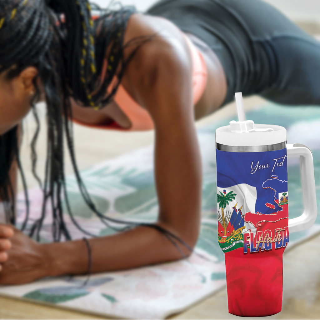 Personalized Haiti Flag Day Tumbler With Handle Haitian Women Proud Flag Wave Style