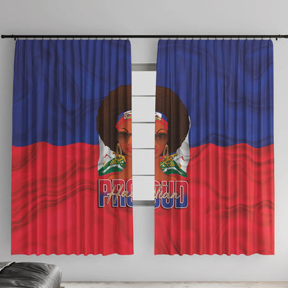 Haiti Flag Day Window Curtain Haitian Women Proud Flag Wave Style