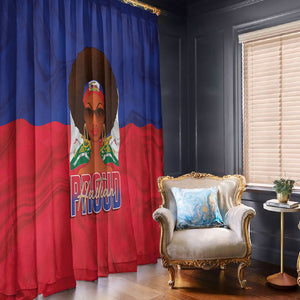 Haiti Flag Day Window Curtain Haitian Women Proud Flag Wave Style