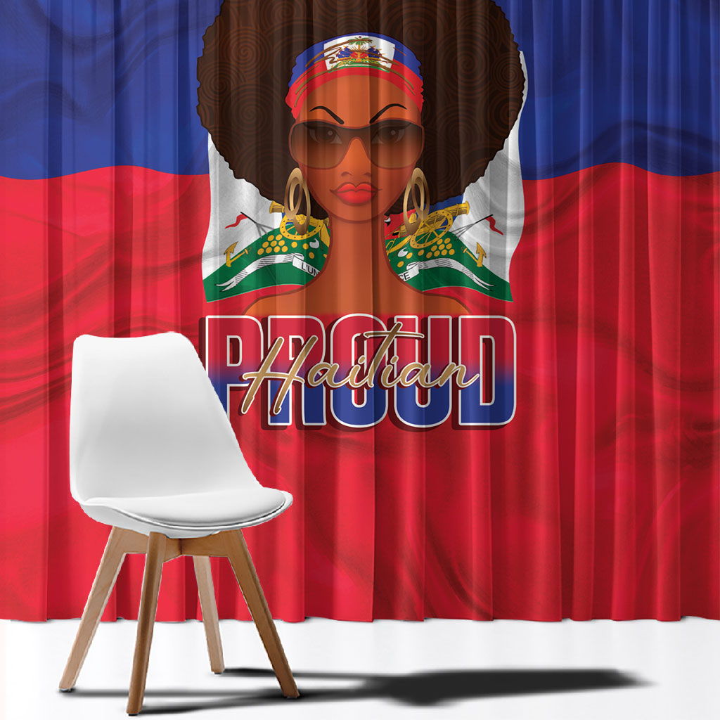 Haiti Flag Day Window Curtain Haitian Women Proud Flag Wave Style