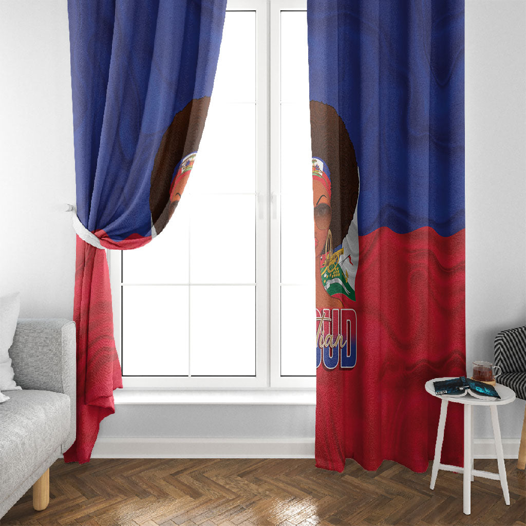 Haiti Flag Day Window Curtain Haitian Women Proud Flag Wave Style