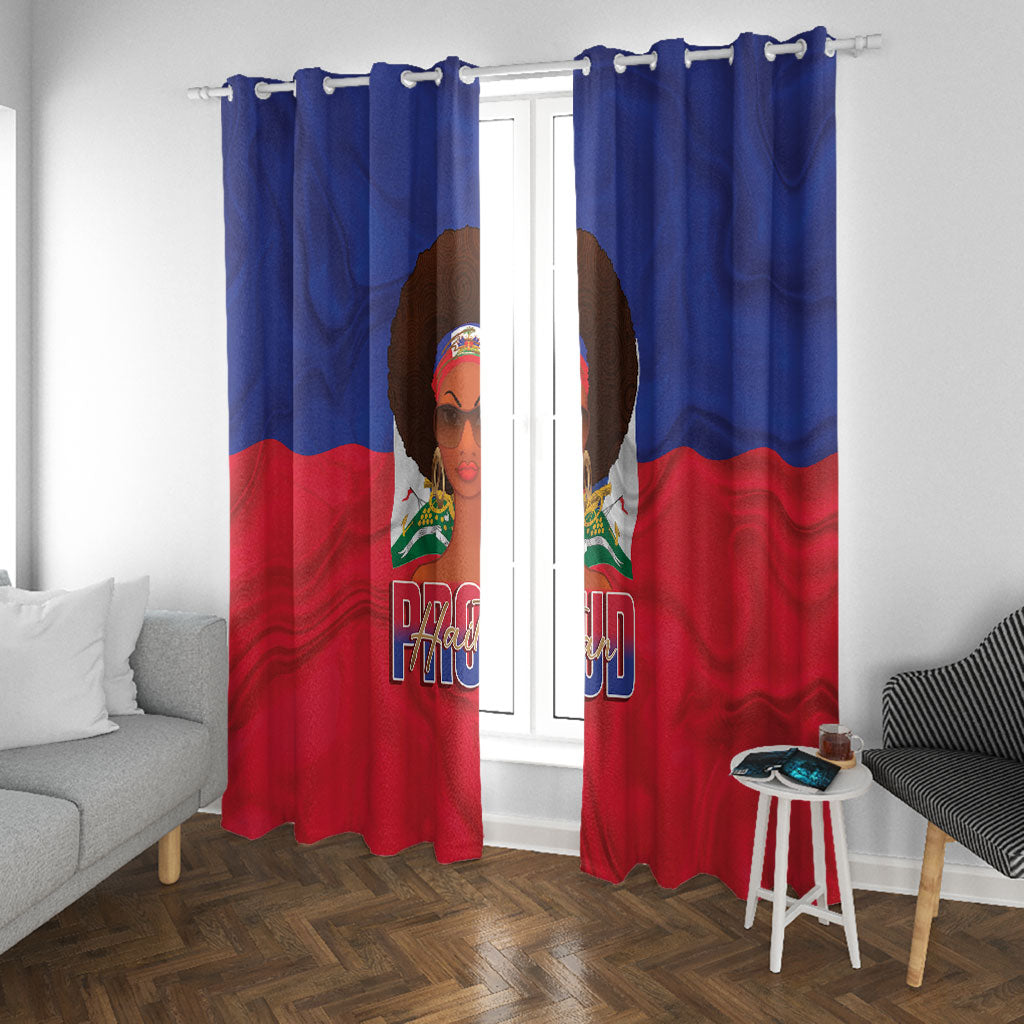 Haiti Flag Day Window Curtain Haitian Women Proud Flag Wave Style