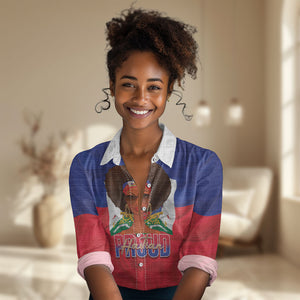 Personalized Haiti Flag Day Women Casual Shirt Haitian Women Proud Flag Wave Style