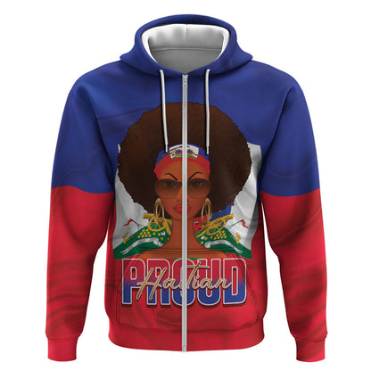 Personalized Haiti Flag Day Zip Hoodie Haitian Women Proud Flag Wave Style
