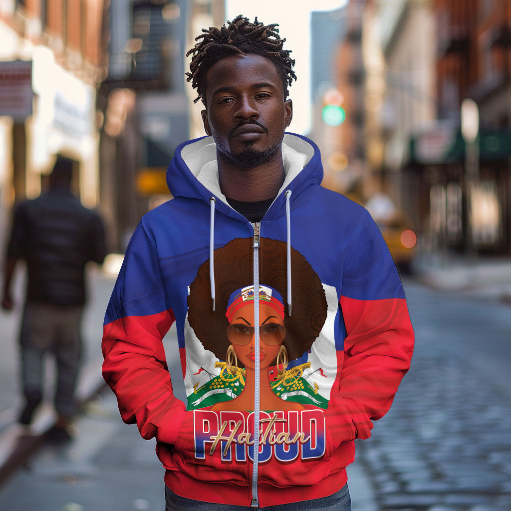 Personalized Haiti Flag Day Zip Hoodie Haitian Women Proud Flag Wave Style