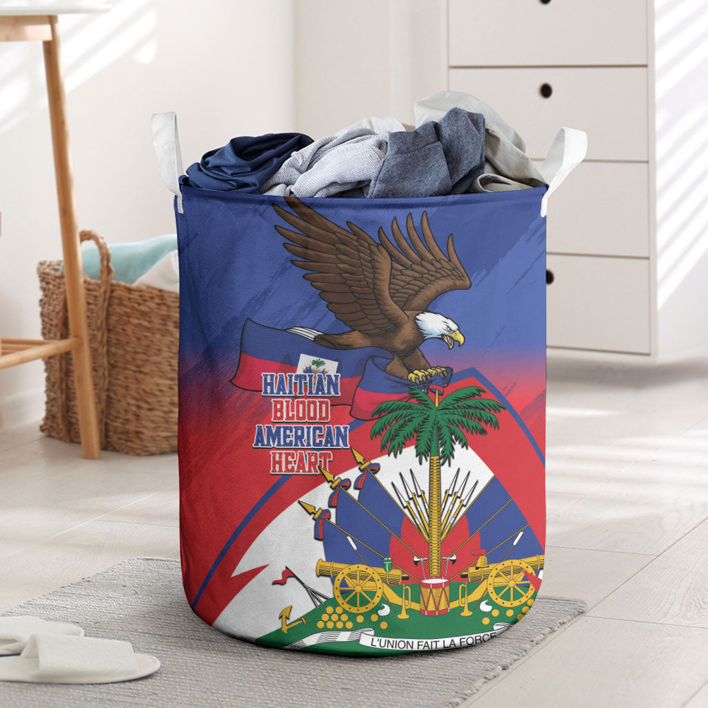 Haiti Flag Day Laundry Basket Haitian Blood American Heart Eagle With Flag