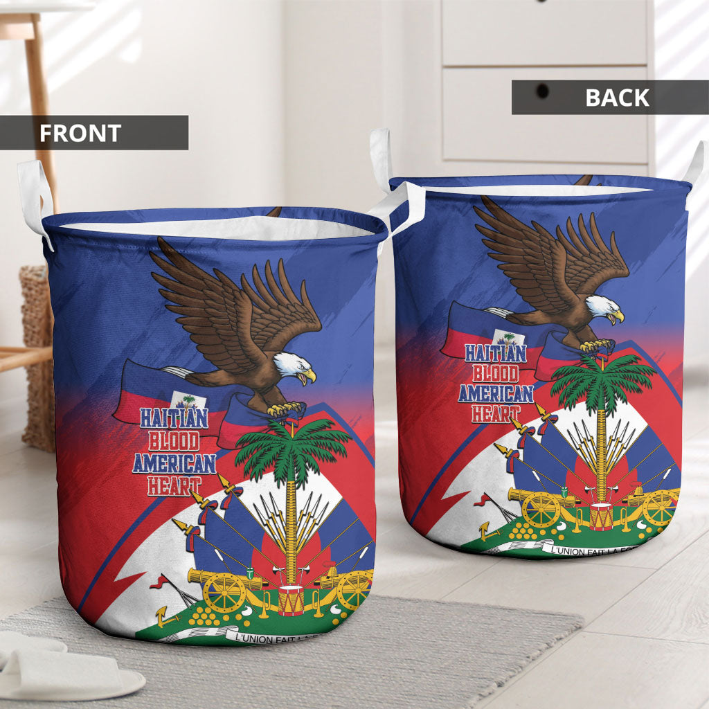 Haiti Flag Day Laundry Basket Haitian Blood American Heart Eagle With Flag