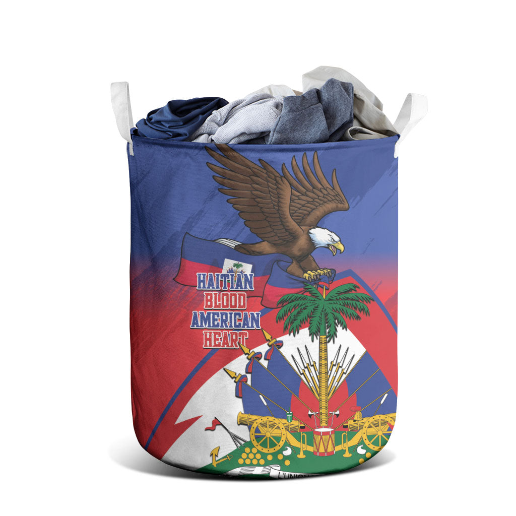 Haiti Flag Day Laundry Basket Haitian Blood American Heart Eagle With Flag
