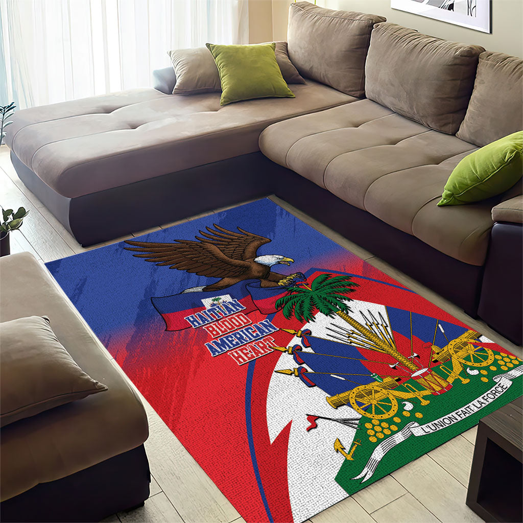 Haiti Flag Day Area Rug Haitian Blood American Heart Eagle With Flag