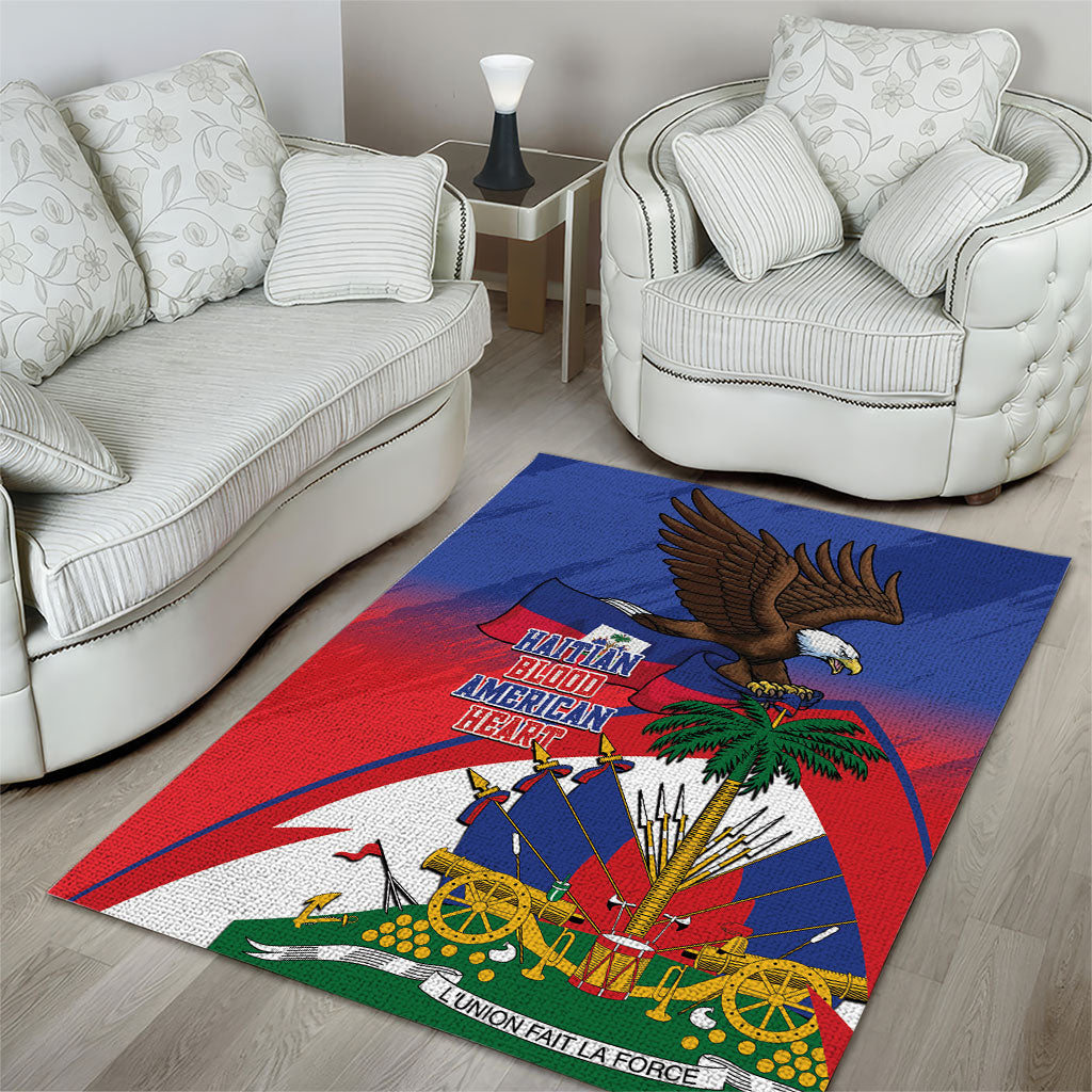 Haiti Flag Day Area Rug Haitian Blood American Heart Eagle With Flag