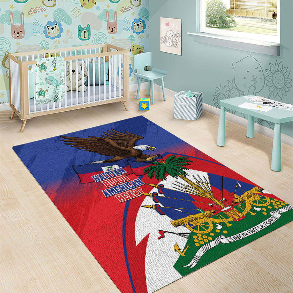 Haiti Flag Day Area Rug Haitian Blood American Heart Eagle With Flag