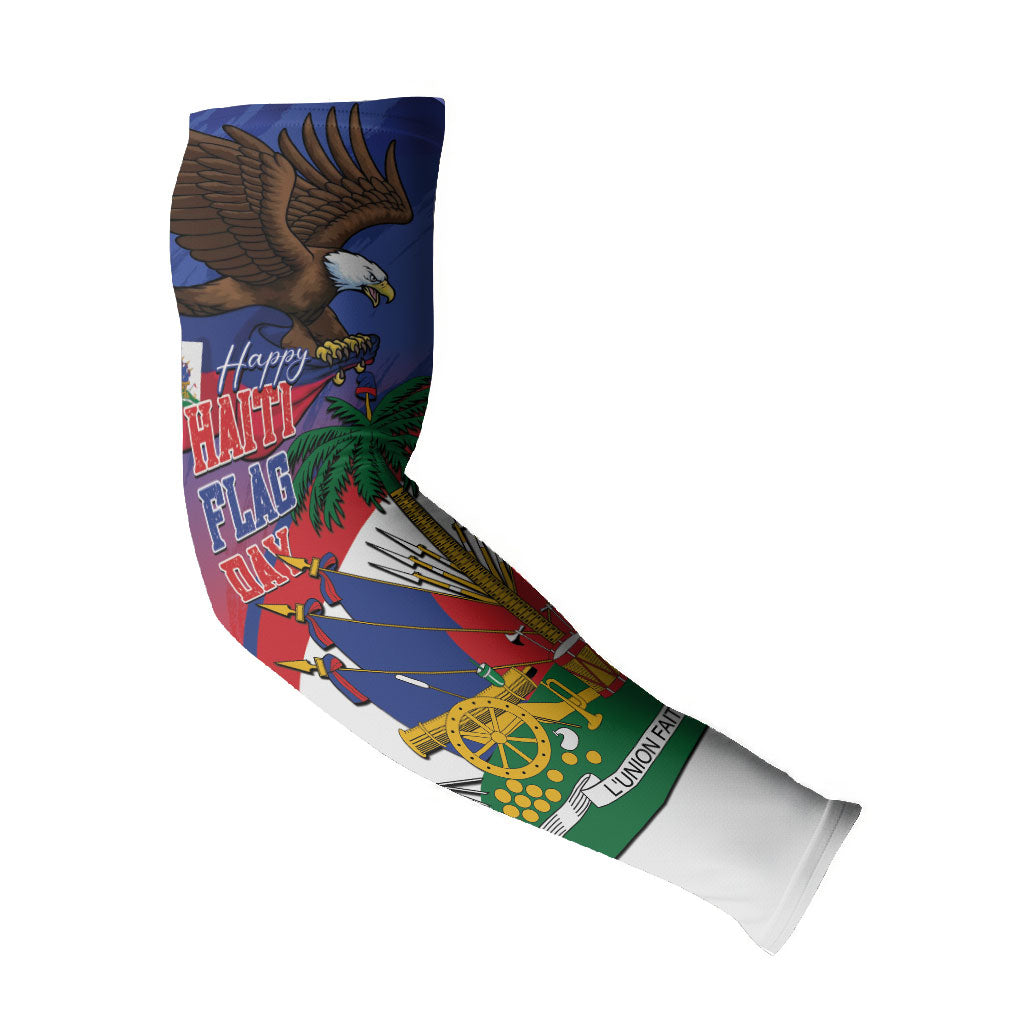 Haiti Flag Day Arm Sleeves Haitian Blood American Heart Eagle With Flag