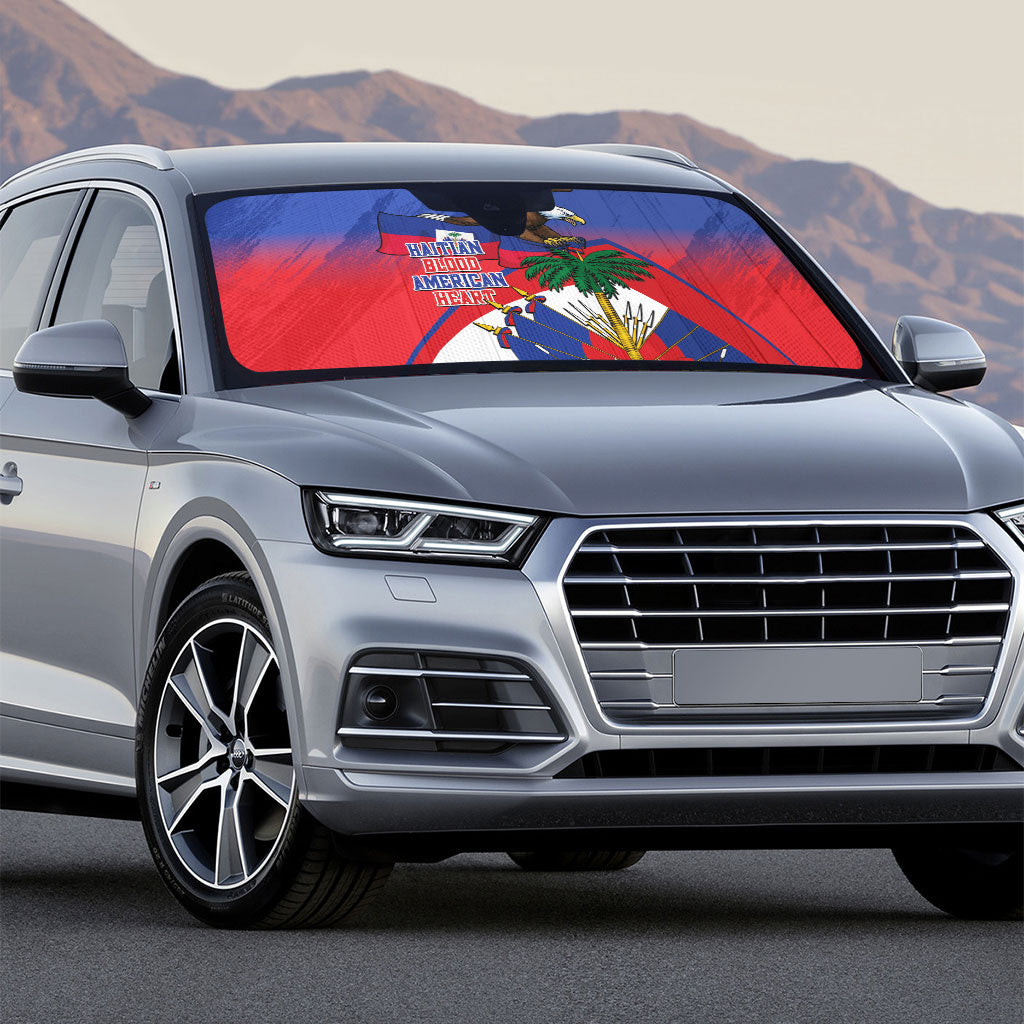 Haiti Flag Day Auto Sun Shade Haitian Blood American Heart Eagle With Flag