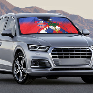 Haiti Flag Day Auto Sun Shade Haitian Blood American Heart Eagle With Flag