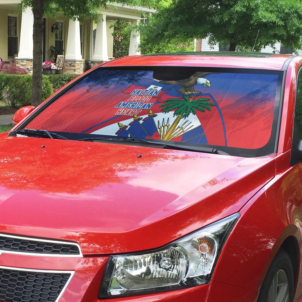 Haiti Flag Day Auto Sun Shade Haitian Blood American Heart Eagle With Flag