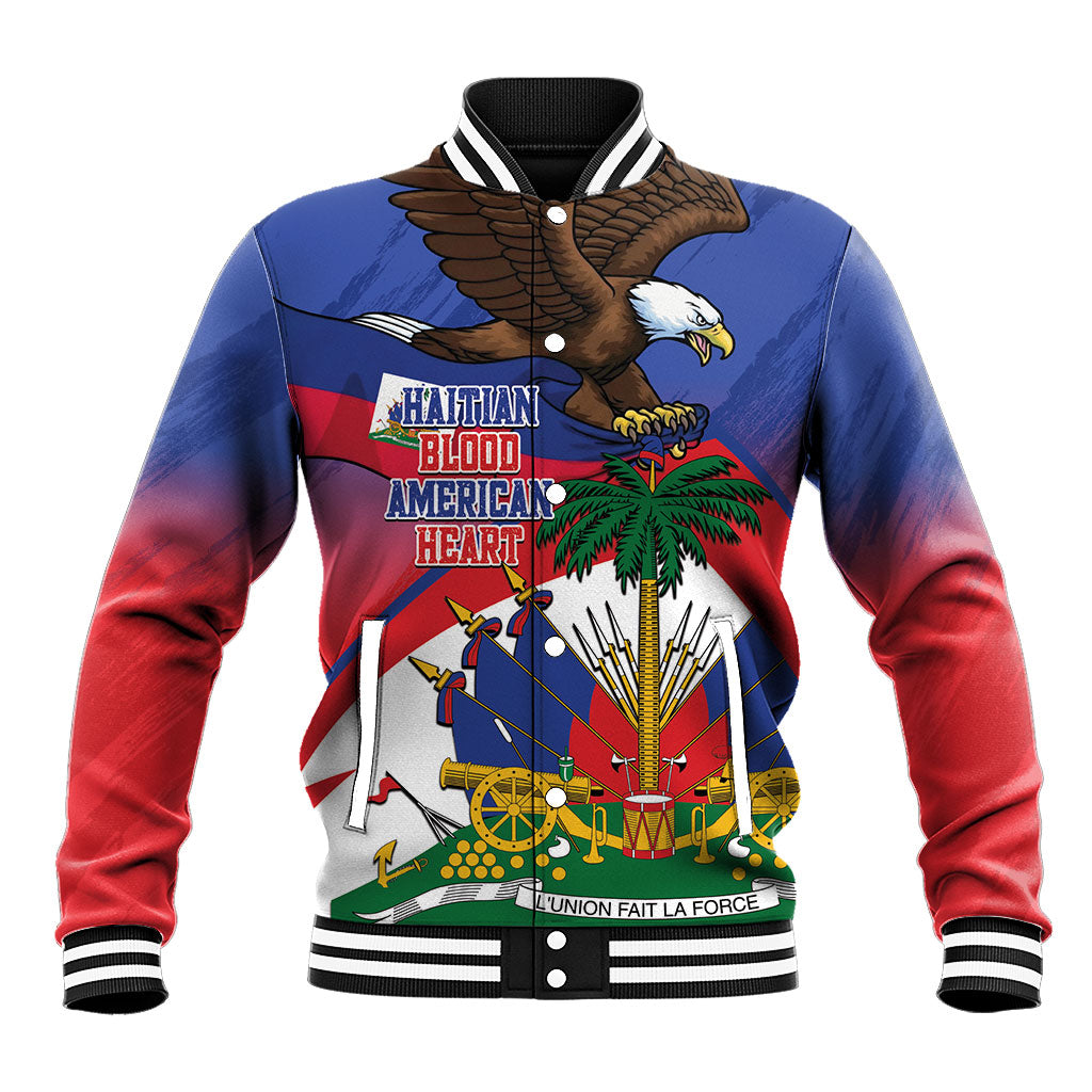Haiti Flag Day Baseball Jacket Haitian Blood American Heart Eagle With Flag