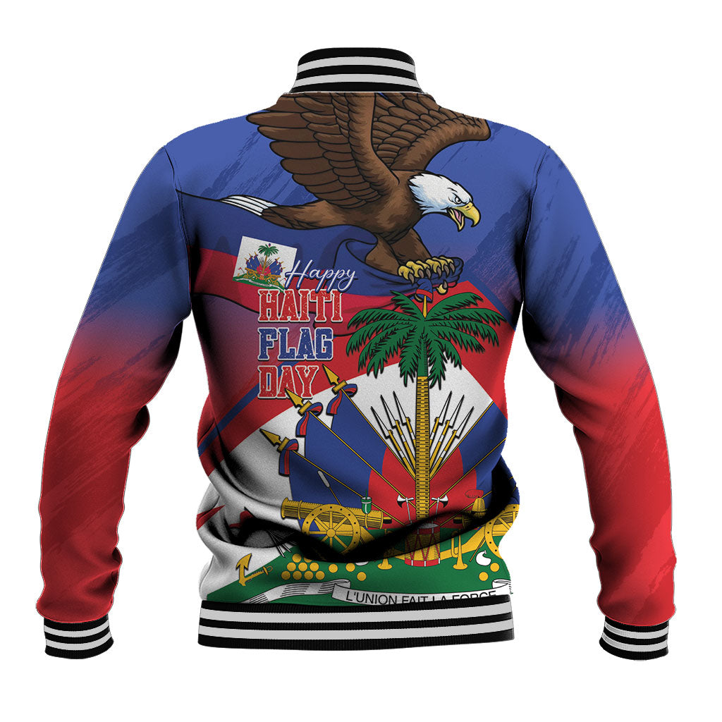 Haiti Flag Day Baseball Jacket Haitian Blood American Heart Eagle With Flag