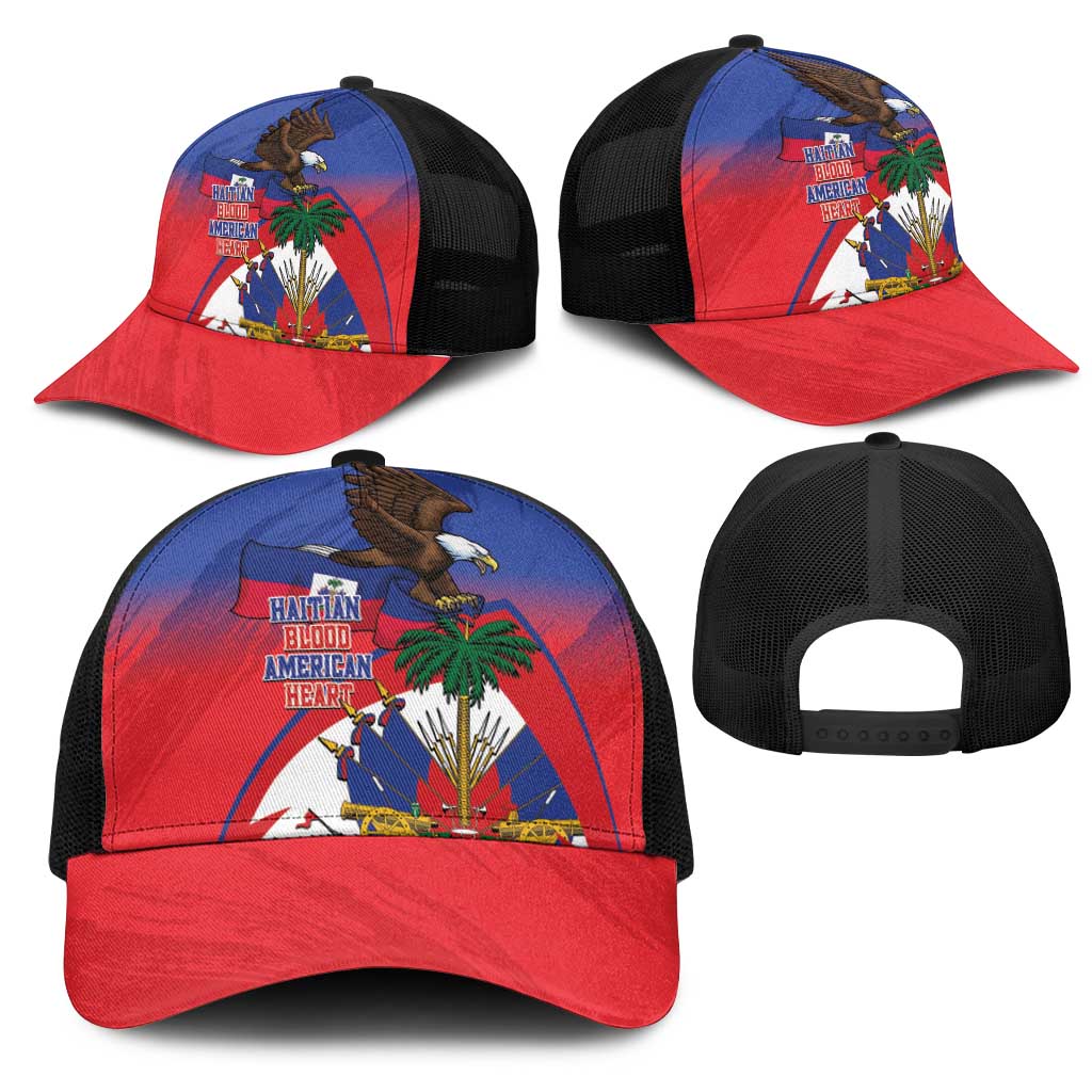 Haiti Flag Day Baseball Net Cap Haitian Blood American Heart Eagle With Flag