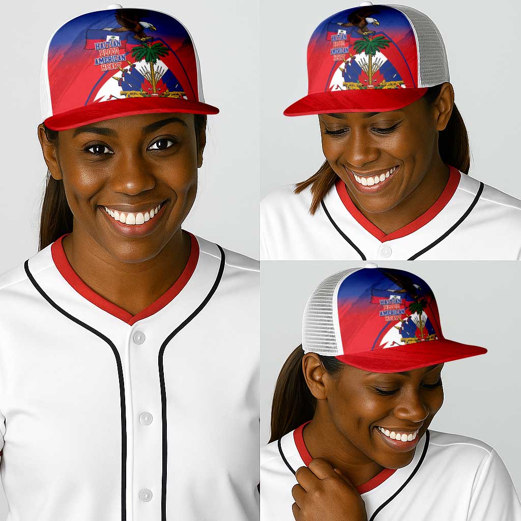 Haiti Flag Day Baseball Net Cap Haitian Blood American Heart Eagle With Flag