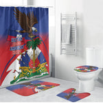 Haiti Flag Day Bathroom Set Haitian Blood American Heart Eagle With Flag