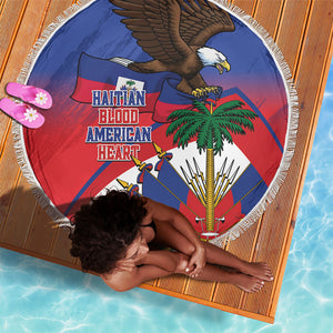 Haiti Flag Day Beach Blanket Haitian Blood American Heart Eagle With Flag