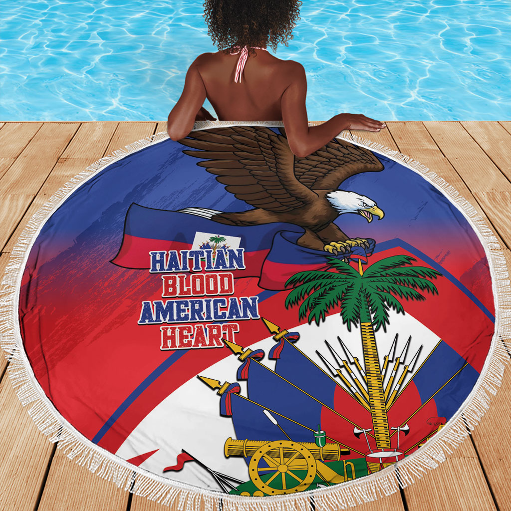Haiti Flag Day Beach Blanket Haitian Blood American Heart Eagle With Flag
