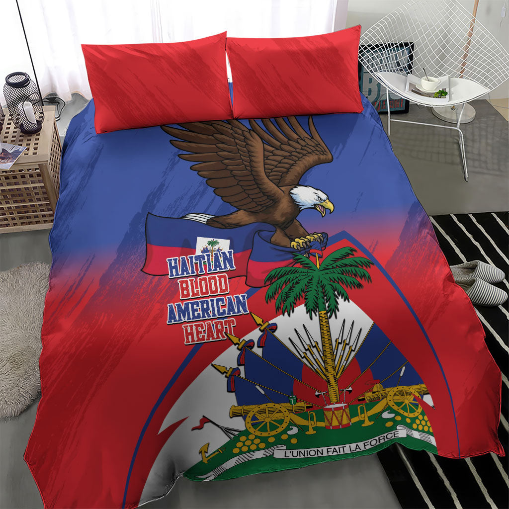 Haiti Flag Day Bedding Set Haitian Blood American Heart Eagle With Flag