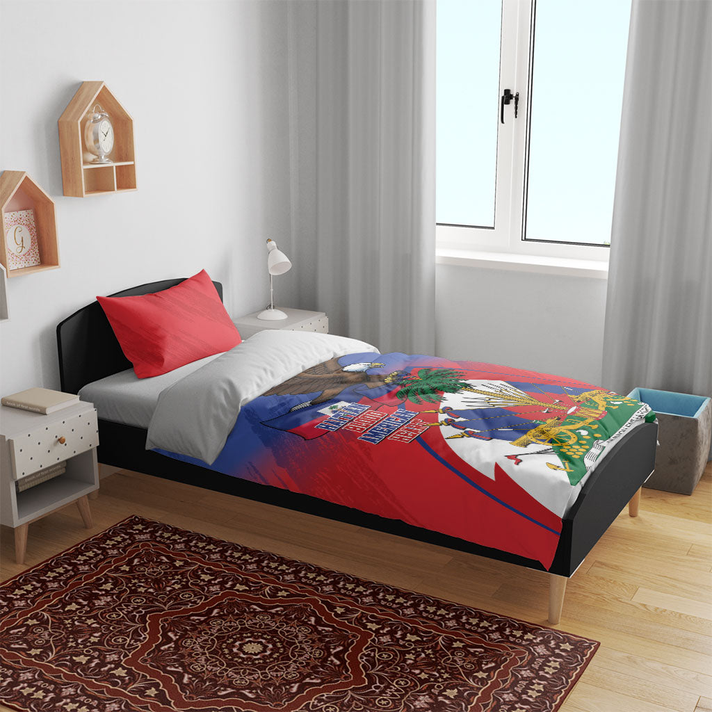 Haiti Flag Day Bedding Set Haitian Blood American Heart Eagle With Flag