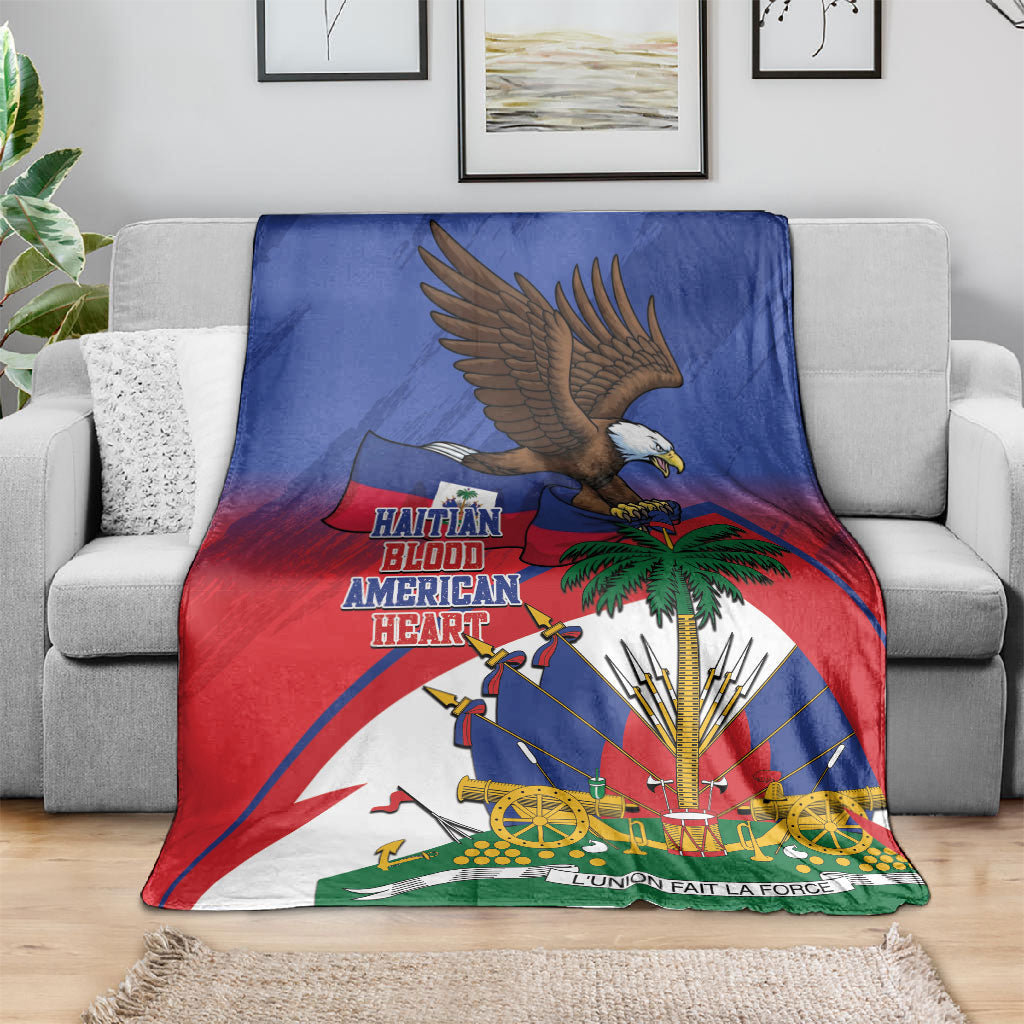 Haiti Flag Day Blanket Haitian Blood American Heart Eagle With Flag