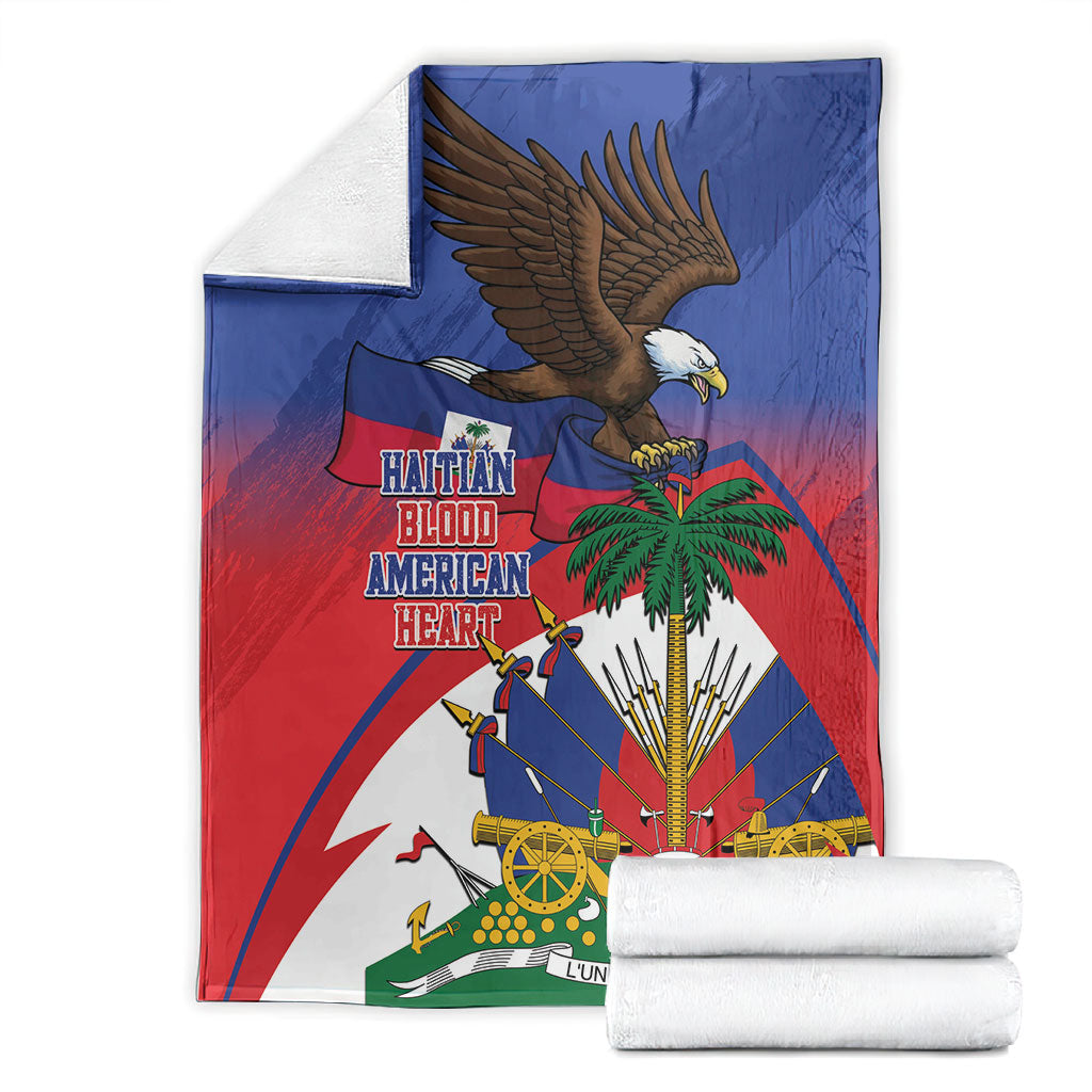 Haiti Flag Day Blanket Haitian Blood American Heart Eagle With Flag