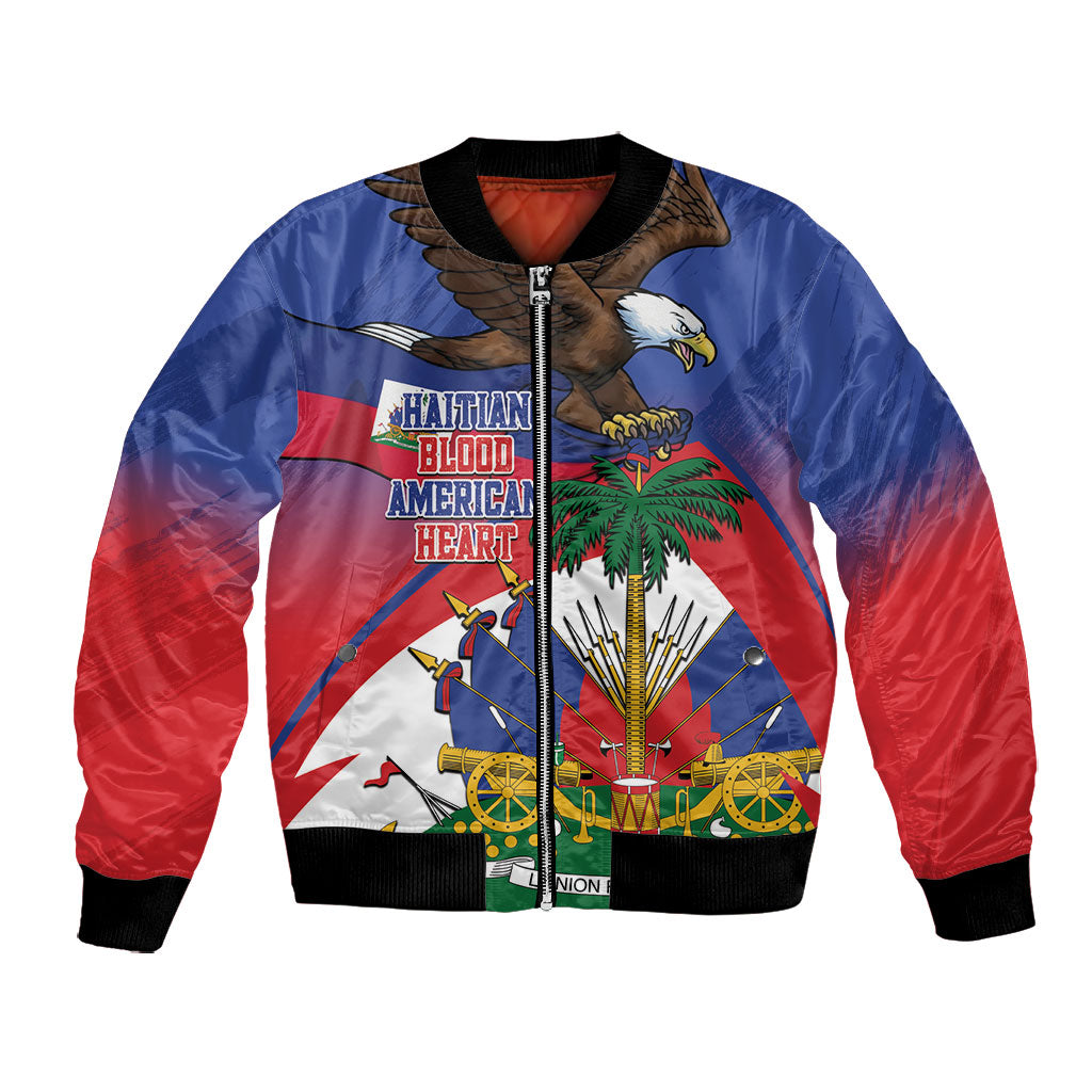 Haiti Flag Day Bomber Jacket Haitian Blood American Heart Eagle With Flag