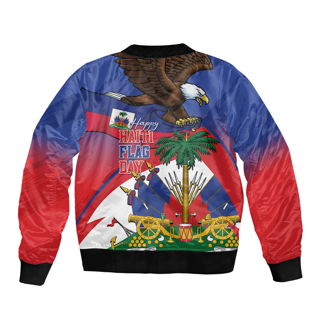 Haiti Flag Day Bomber Jacket Haitian Blood American Heart Eagle With Flag