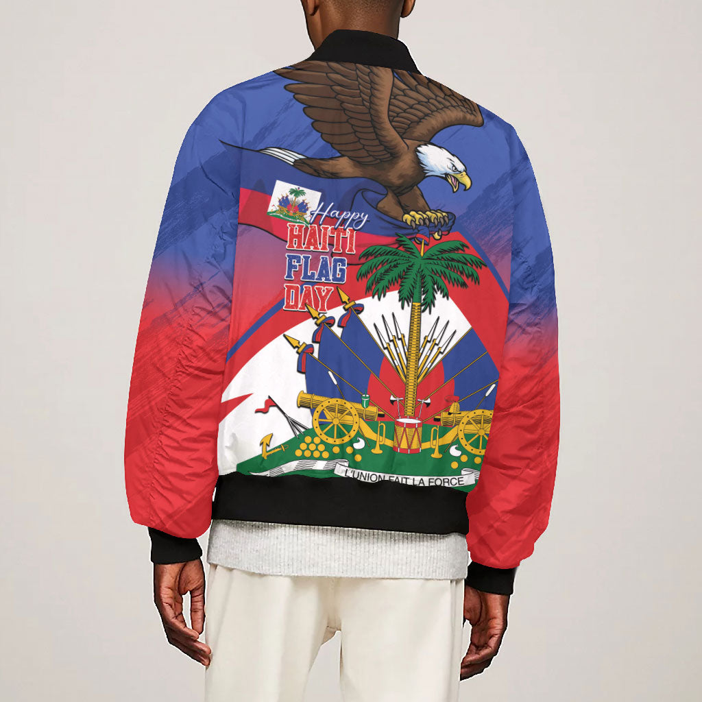 Haiti Flag Day Bomber Jacket Haitian Blood American Heart Eagle With Flag
