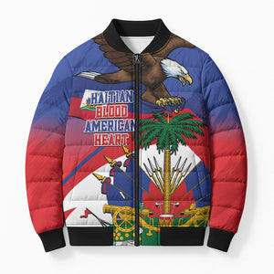 Haiti Flag Day Bomber Puffer Jacket Haitian Blood American Heart Eagle With Flag
