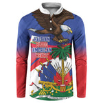 Haiti Flag Day Button Sweatshirt Haitian Blood American Heart Eagle With Flag