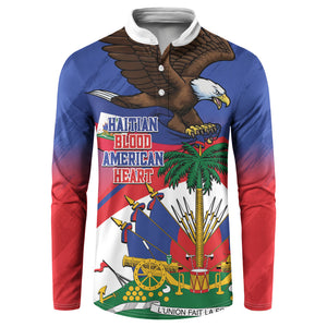 Haiti Flag Day Button Sweatshirt Haitian Blood American Heart Eagle With Flag