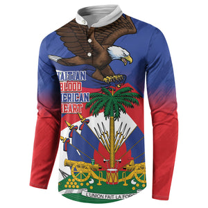 Haiti Flag Day Button Sweatshirt Haitian Blood American Heart Eagle With Flag