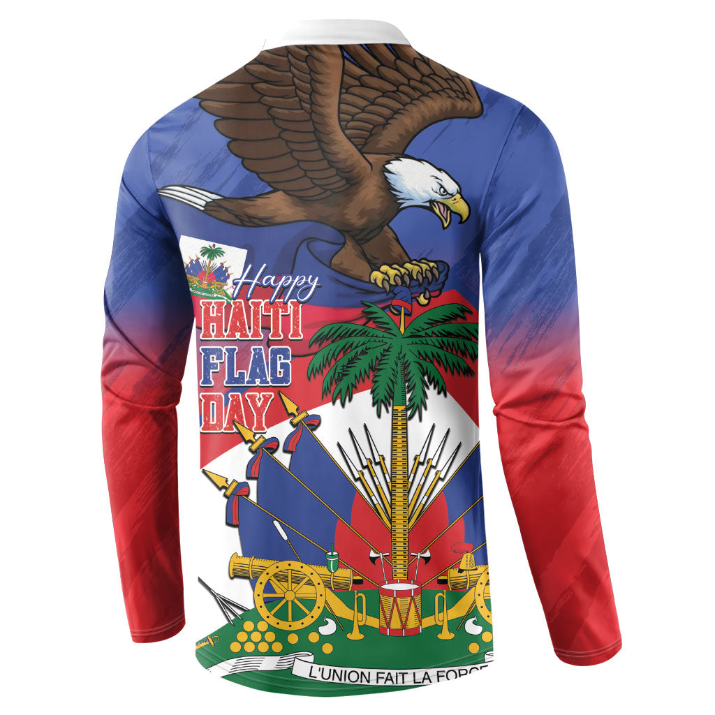 Haiti Flag Day Button Sweatshirt Haitian Blood American Heart Eagle With Flag