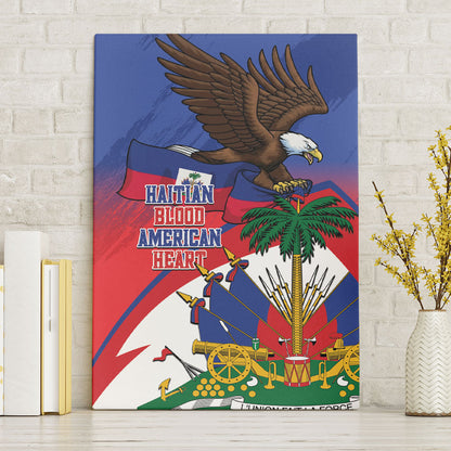 Haiti Flag Day Canvas Wall Art Haitian Blood American Heart Eagle With Flag