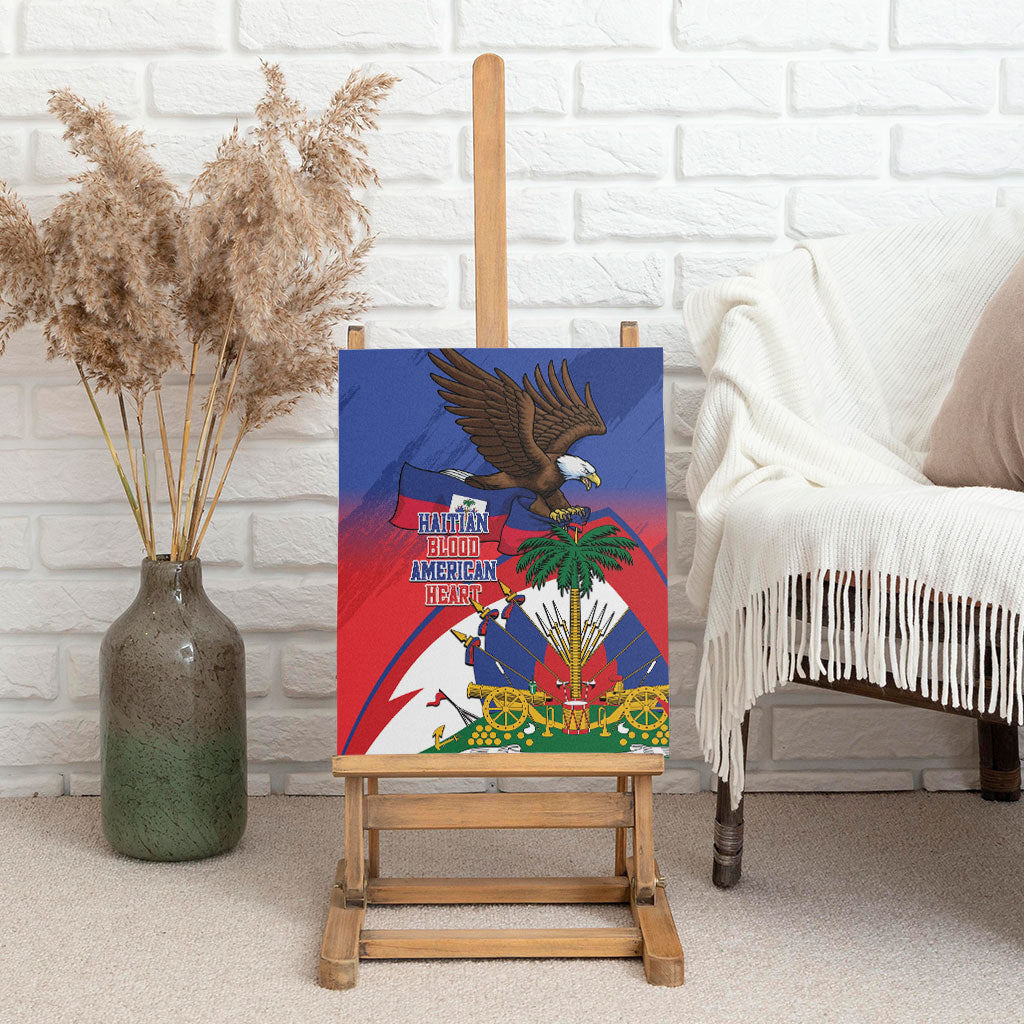 Haiti Flag Day Canvas Wall Art Haitian Blood American Heart Eagle With Flag