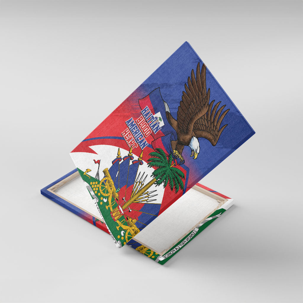 Haiti Flag Day Canvas Wall Art Haitian Blood American Heart Eagle With Flag