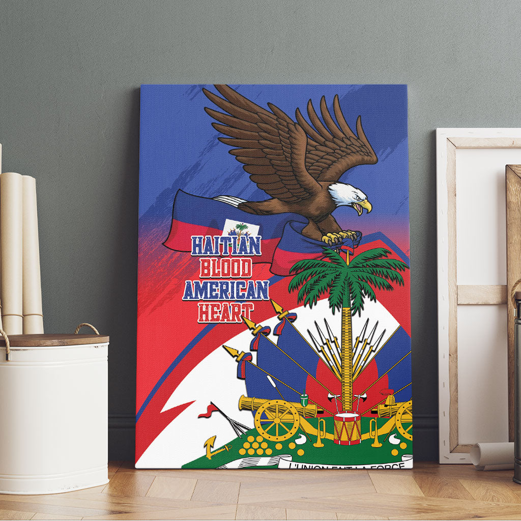 Haiti Flag Day Canvas Wall Art Haitian Blood American Heart Eagle With Flag