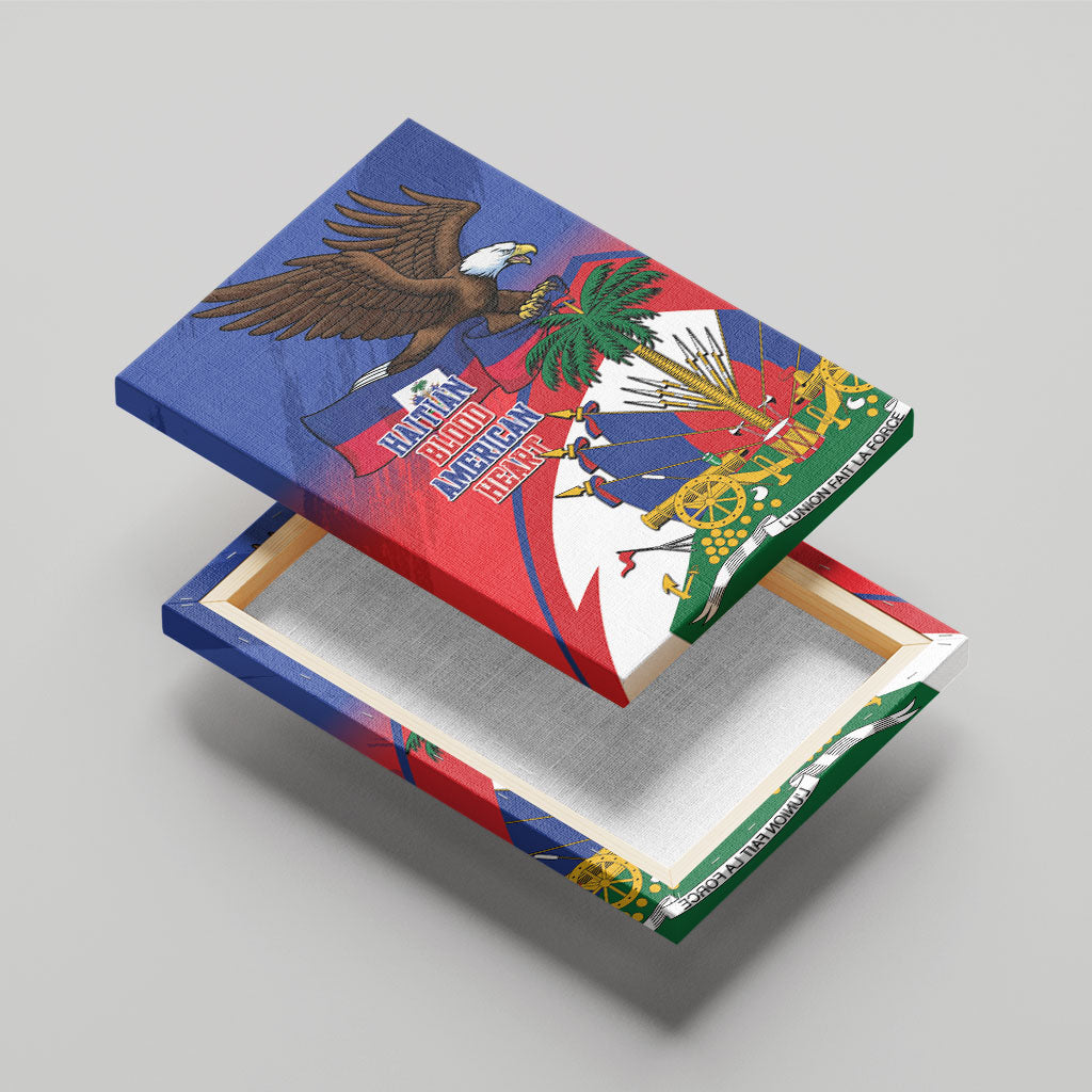 Haiti Flag Day Canvas Wall Art Haitian Blood American Heart Eagle With Flag